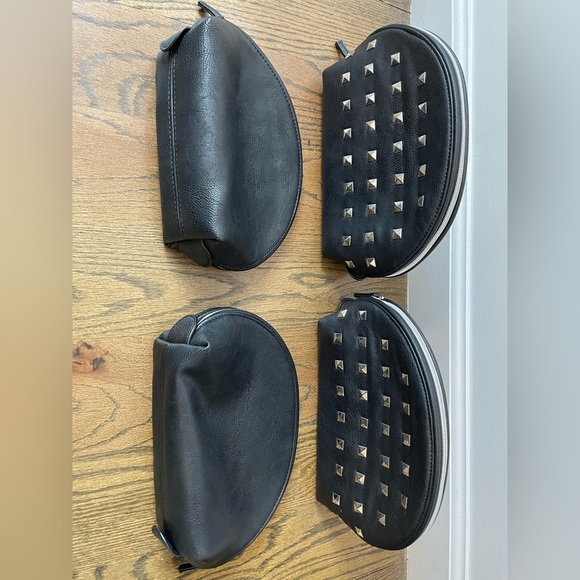 Wyatt Set of 4 Travel Pouches Faux Leather Silver Studs - Picture 10 of 13